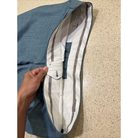 Canali Dress Pants Wool Silk Linen Blend Blue Sz 38 X 26 Made In Italy - Picture 5 of 8